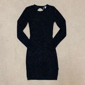 ✰ black backless bodycon glittery dress ✰